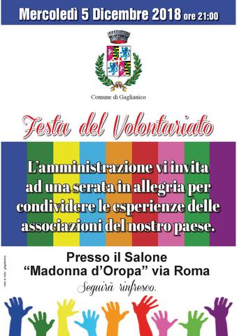 Festa del Volontariato 5 dicembre 2018